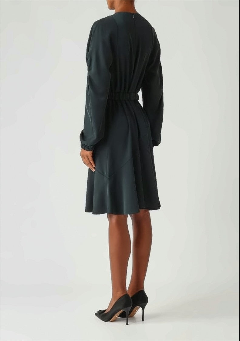 Pinko Fitted Black Stretch Crepe Midi Dress