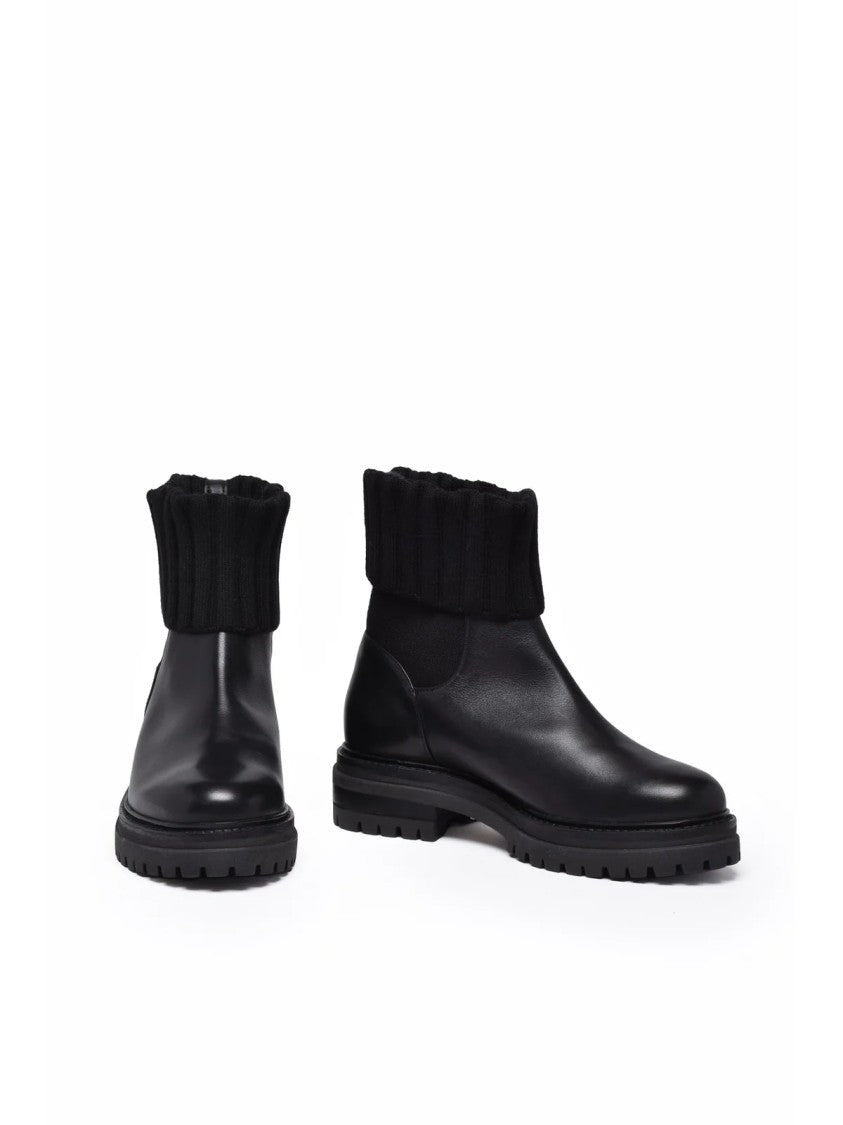 Max Mara Black Leather Amaca Boots
