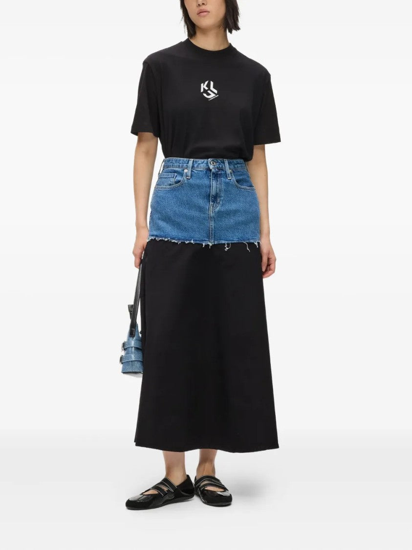 Karl Lagerfeld Midi Skirt With Denim-Effect Waist