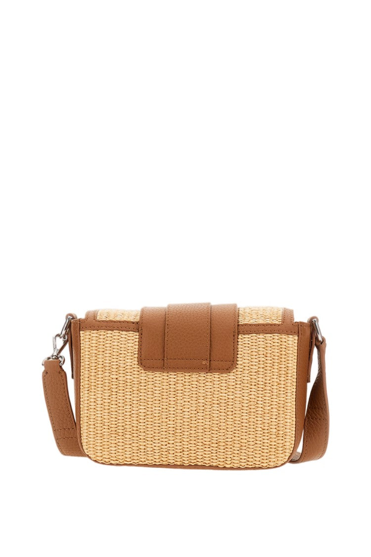 Hogan Brown Beige Hogan H01x Raffia Flap Bag