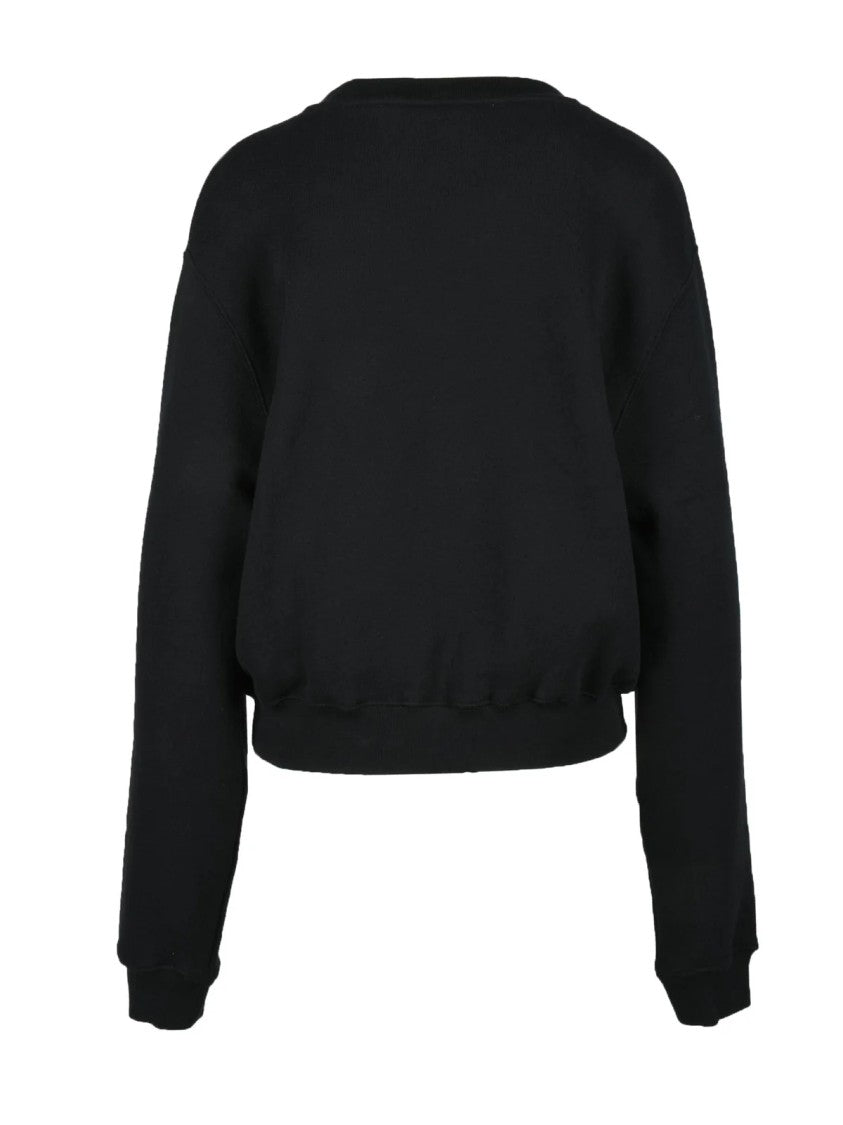 Off-White Black Cotton Crewneck Regular Fit Sweatshirt