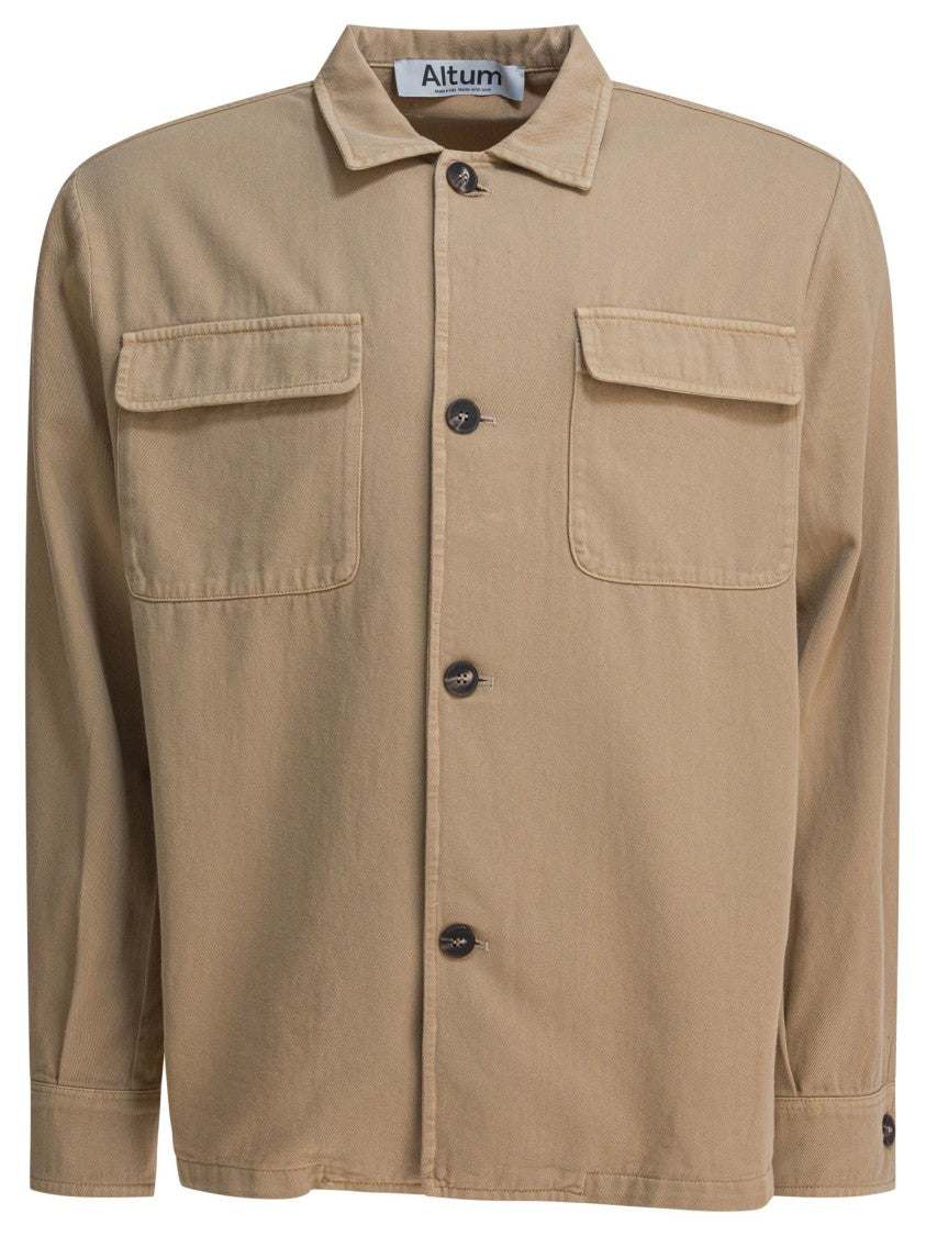 Altum Beige Button-Up Jacket With Flap Pockets