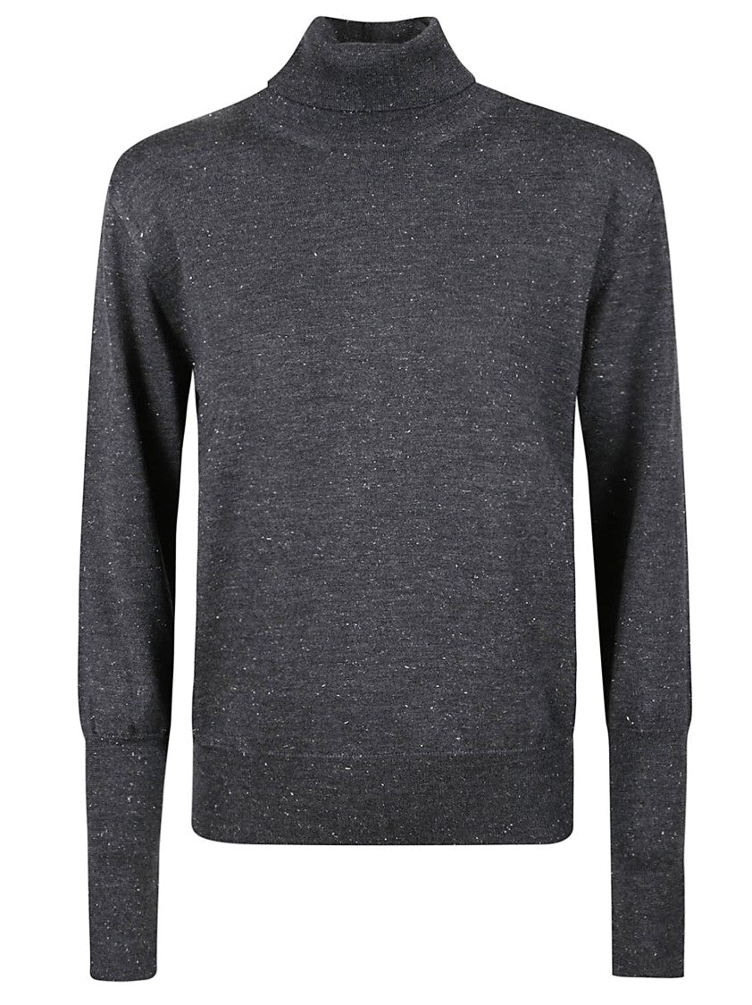 Peserico Fine Grey Wool Turtleneck Sweater