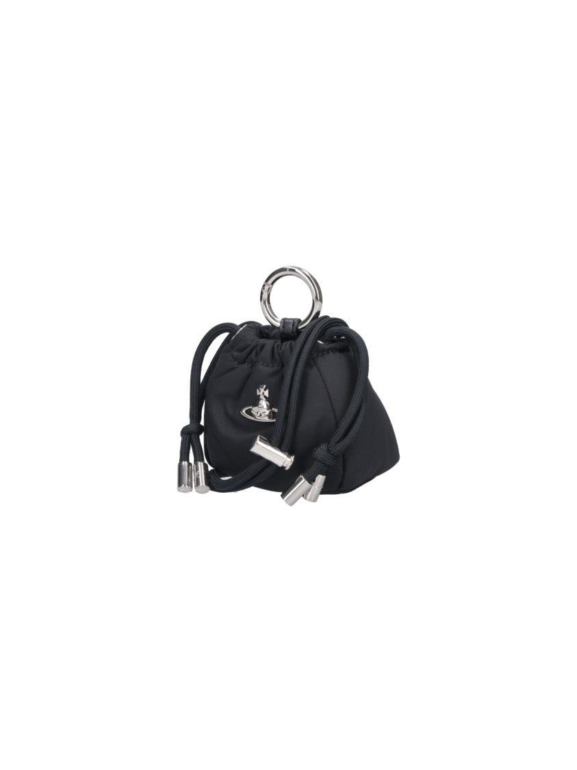 Vivienne Westwood Black Orb Drawstring Fabric Key Pouch
