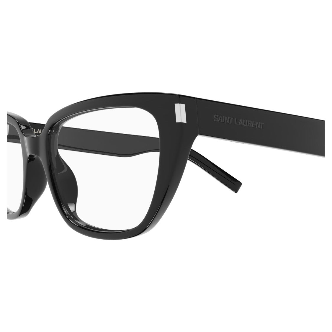 Saint Laurent Rectangular Frame Eyeglasses With Subtle Silver Accents