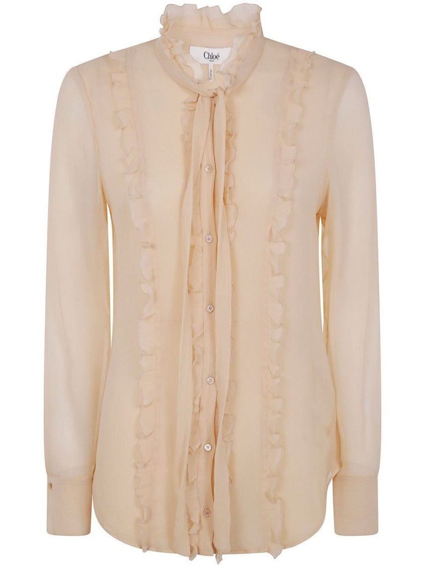 Chloé Ruffled Silk Shirt With Sheer Elegance