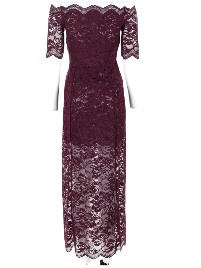 Rabanne Layered Lace Midi Dress With Off-The-Shoulder Neckline