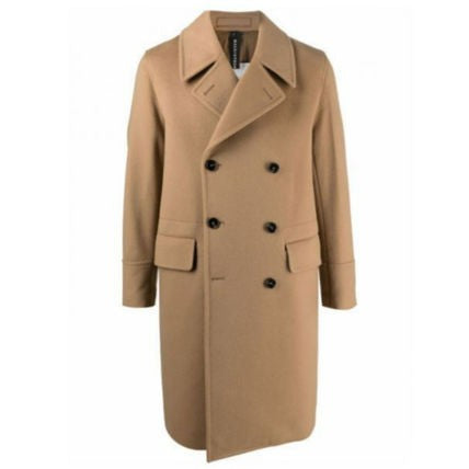 Mackintosh Double-Breasted Long Coat With Structured Collar