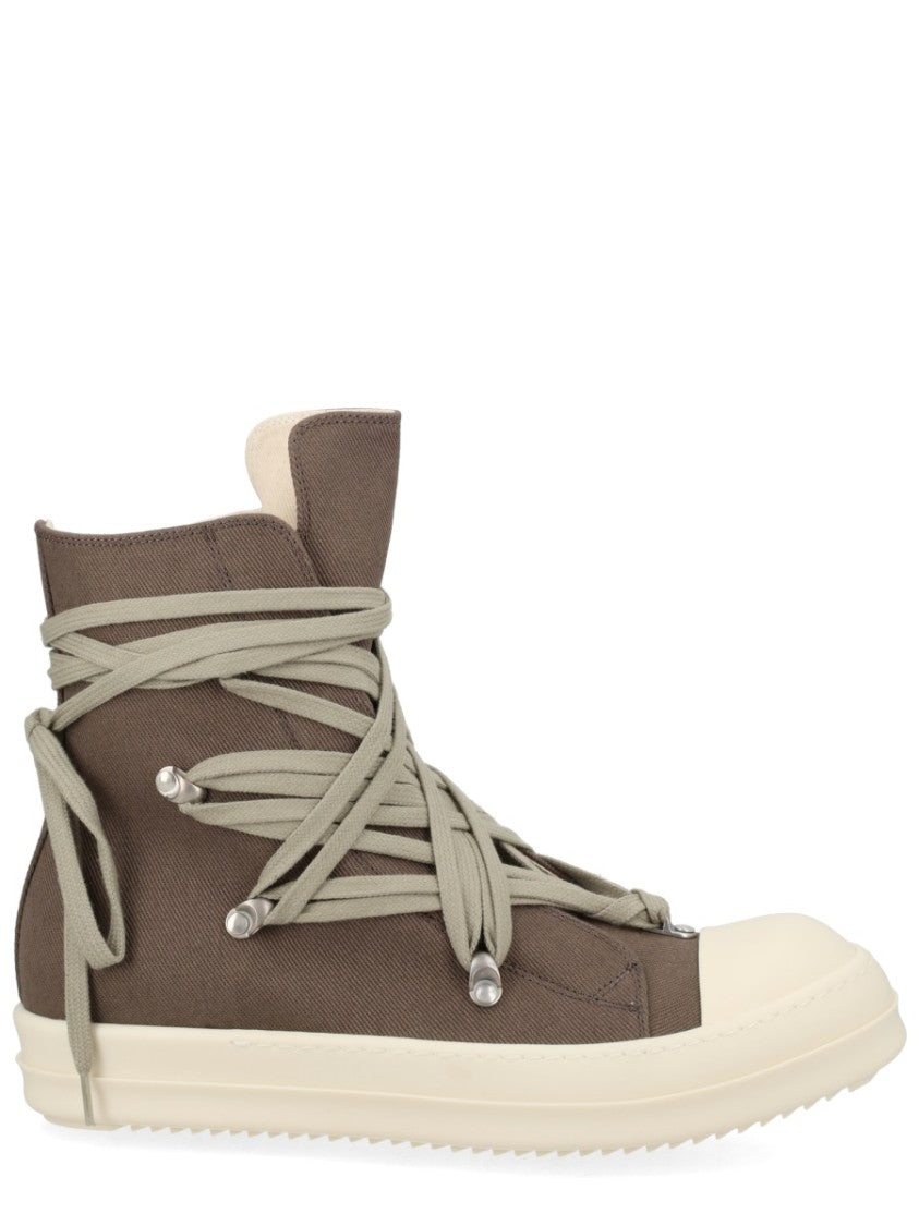 Drkshdw By Rick Owens Muted Brown Megalace Exaggerated Tongue Sneakers