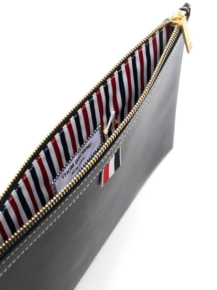 Thom Browne Navy Blue 4-Bar Calf Leather Document Holder