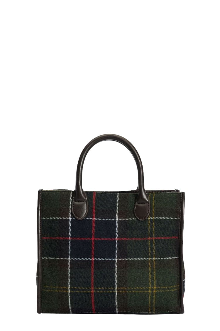 Barbour Classic Tartan Leather-Trimmed Tote Bag