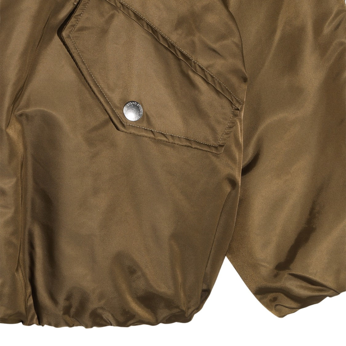 Stand Studio Shiny Olive-Brown Faux Fur Jacket