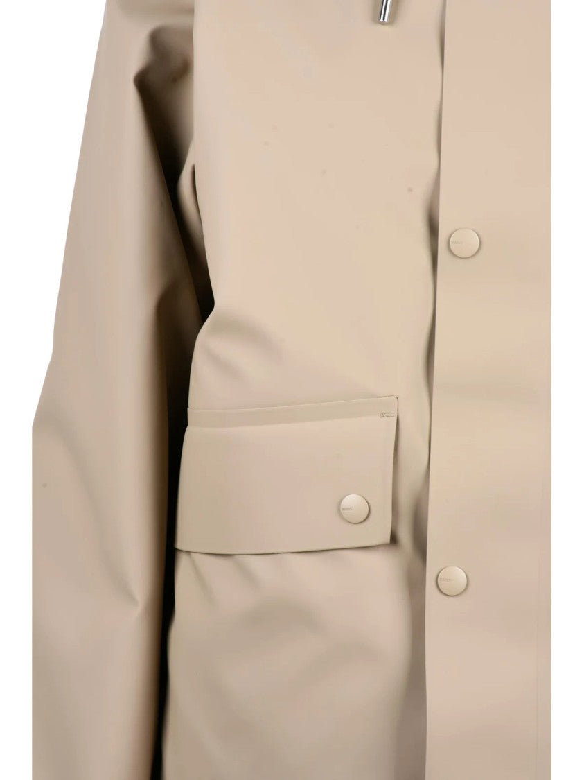 Rains Beige Rubberized Polyester Waterproof Short Parka