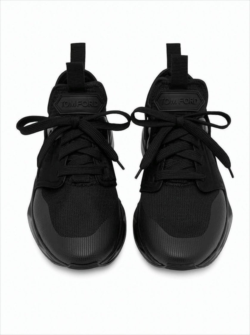 Tom Ford Textured Black Calf Leather Sneakers With Modern Silhouette