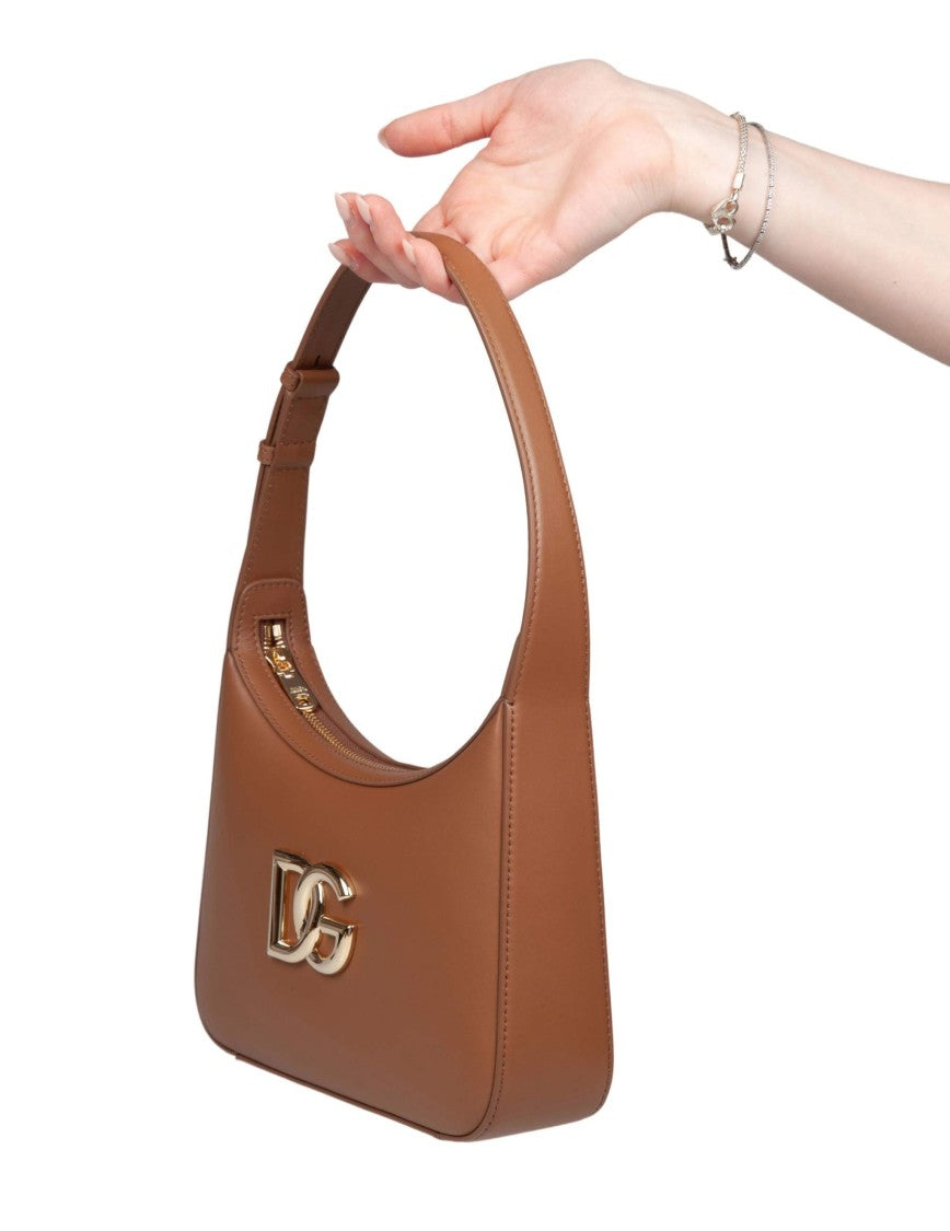 Dolce & Gabbana 3.5 Caramel Leather Shoulder Bag