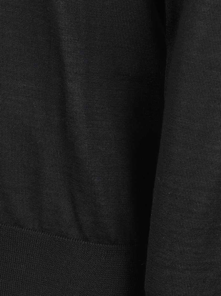 Golden Goose Long-Sleeve Polo Shirt In Black Virgin Wool
