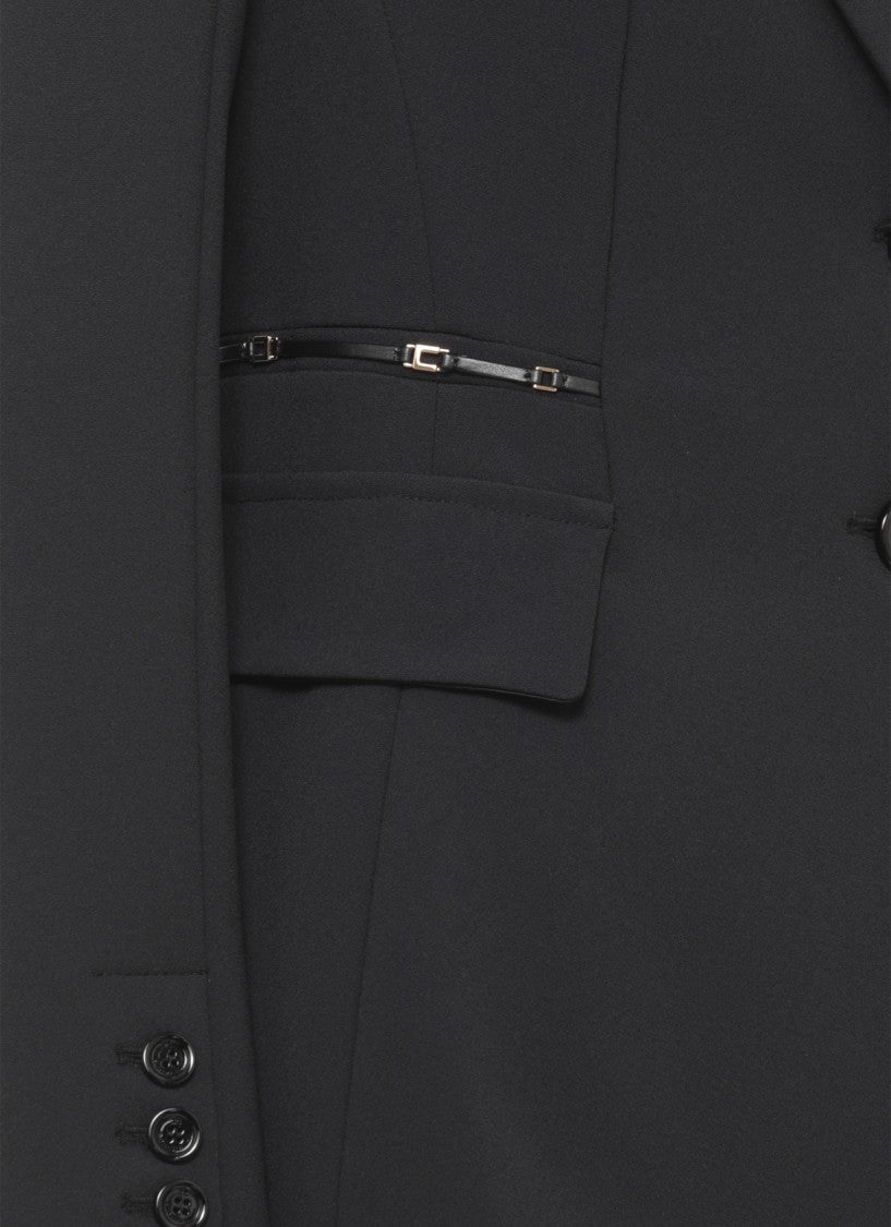 Elisabetta Franchi Tailored Black Jacket With Button Closure And Gold Accents