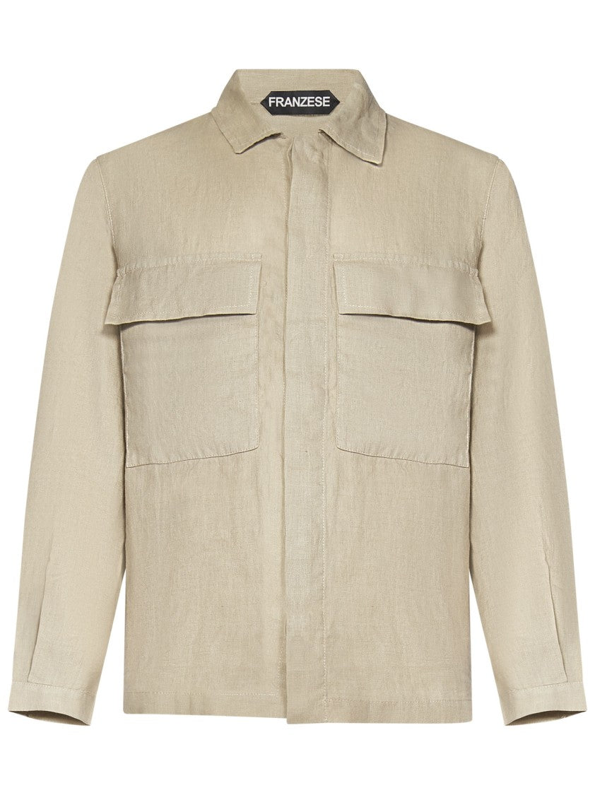 Franzese Collection Beige Classic Fit Jacket In Irish Linen