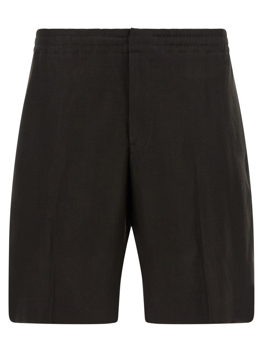 Zegna Linen Pleated Bermuda Shorts