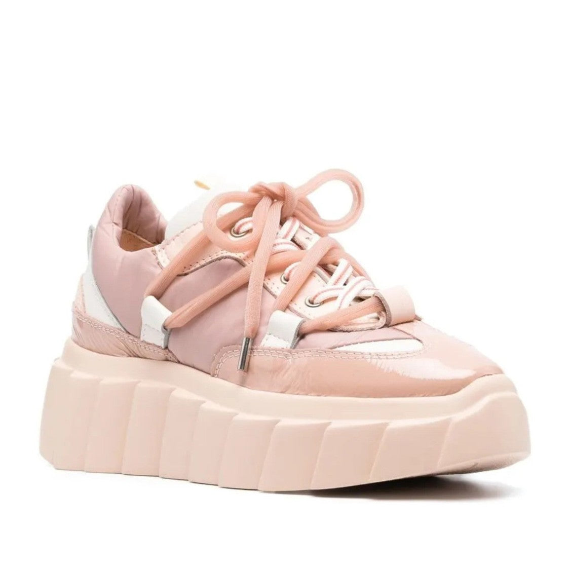 Agl Pink Blondie Synthetic Textured Panel Wedge Sneakers