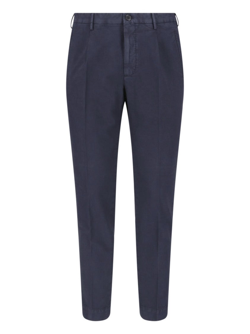 Incotex Blue Cotton Straight-Leg Pants