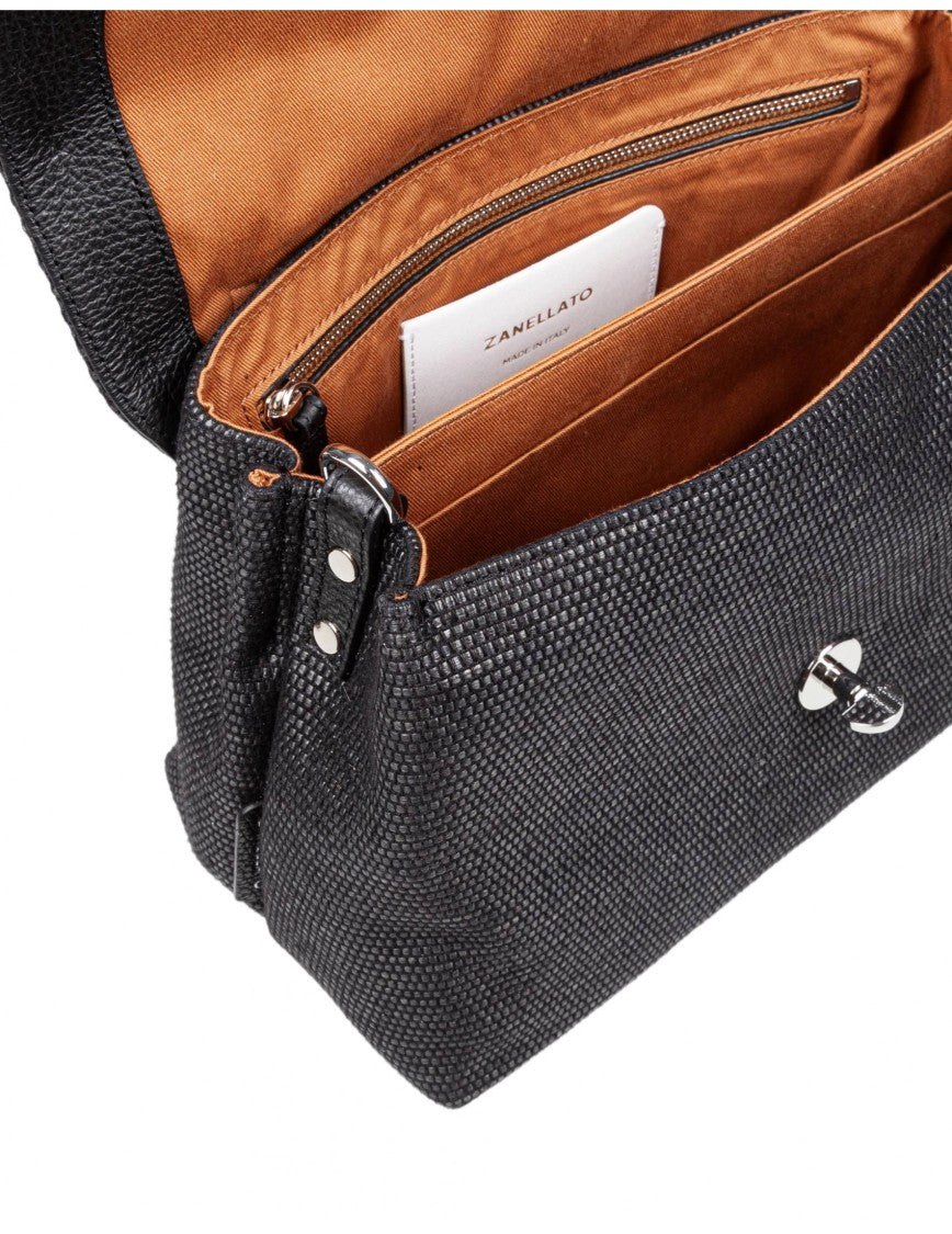 Zanellato Postina Midollino S Bag In Raffia Color Black