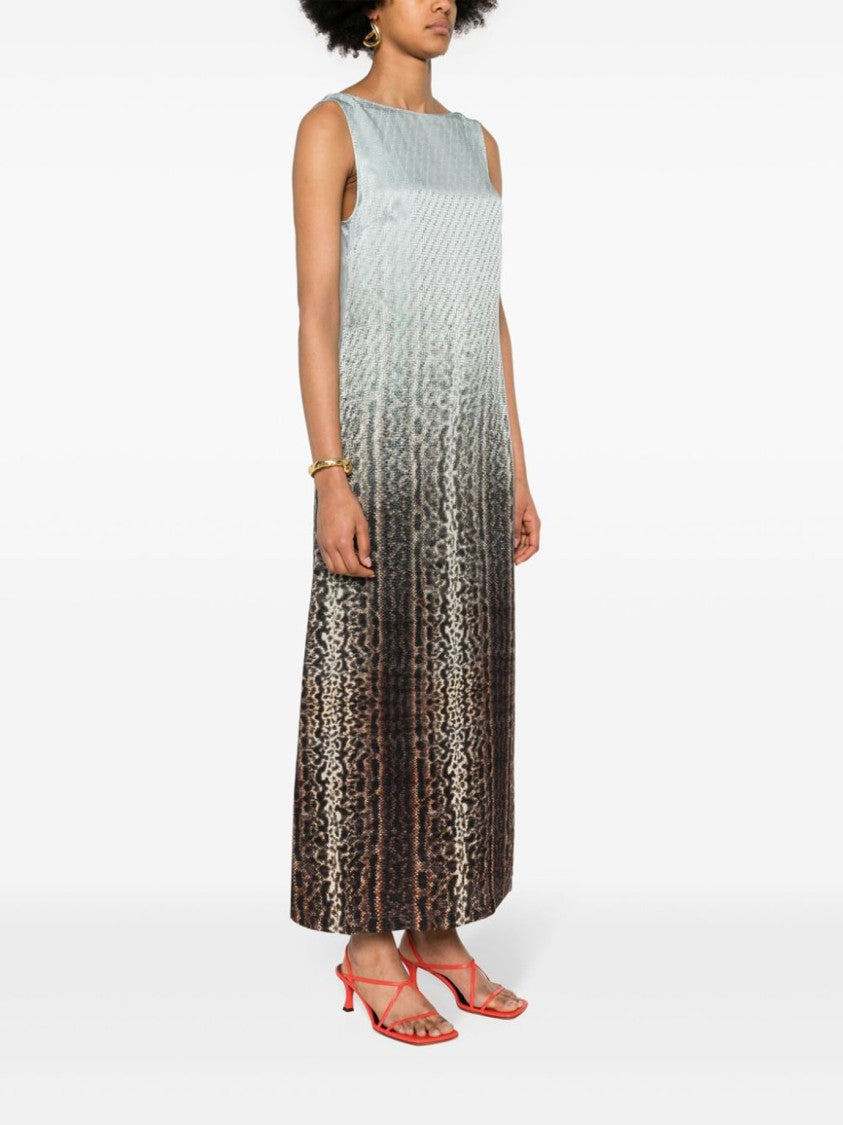 Fendi Silk Midi Dress With Gradient Design