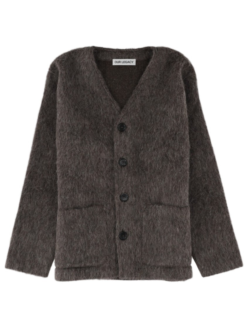 Our Legacy Button-Down Cardigan With Deep V-Neck And Plush Texture