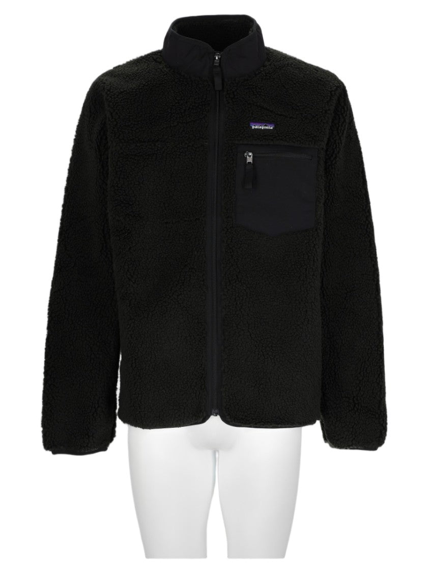 Patagonia Black Plush Fleece Zippered Down Jacket