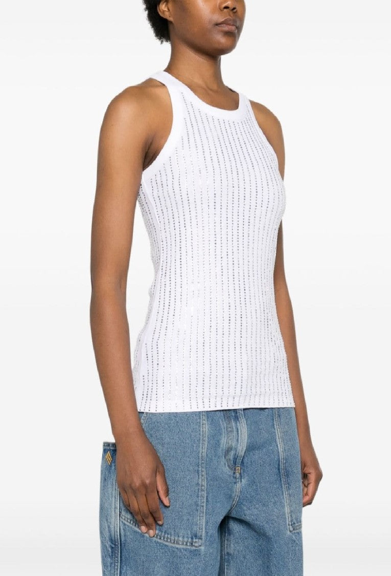 The Attico Fitted Ribbed Cotton Top With Design