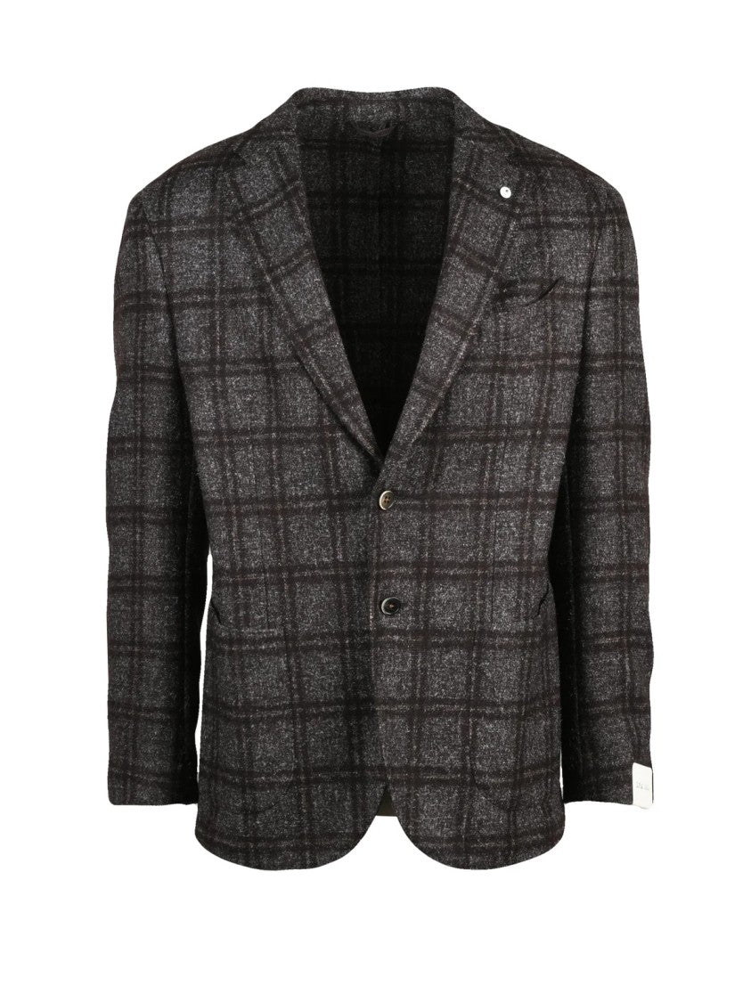 L.B.M. 1911 Textured Grey And Brown Round Jacket With Button Closure