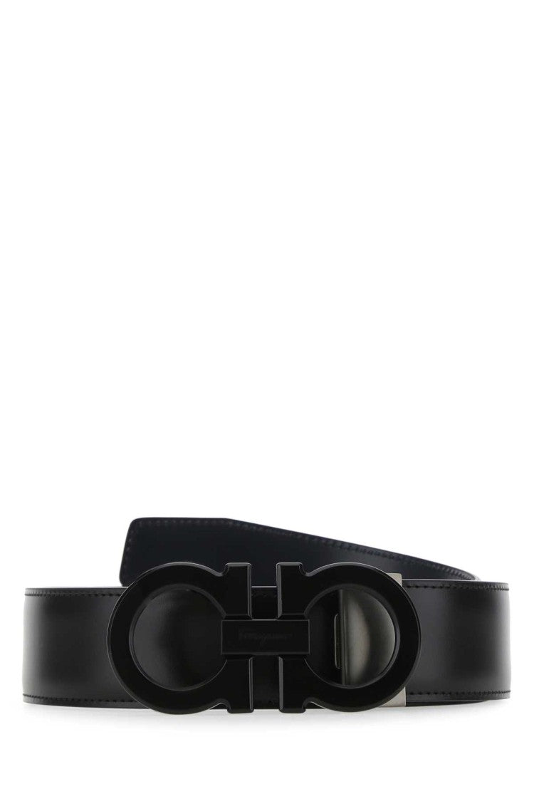 Salvatore Ferragamo Black Leather Reversibile Belt