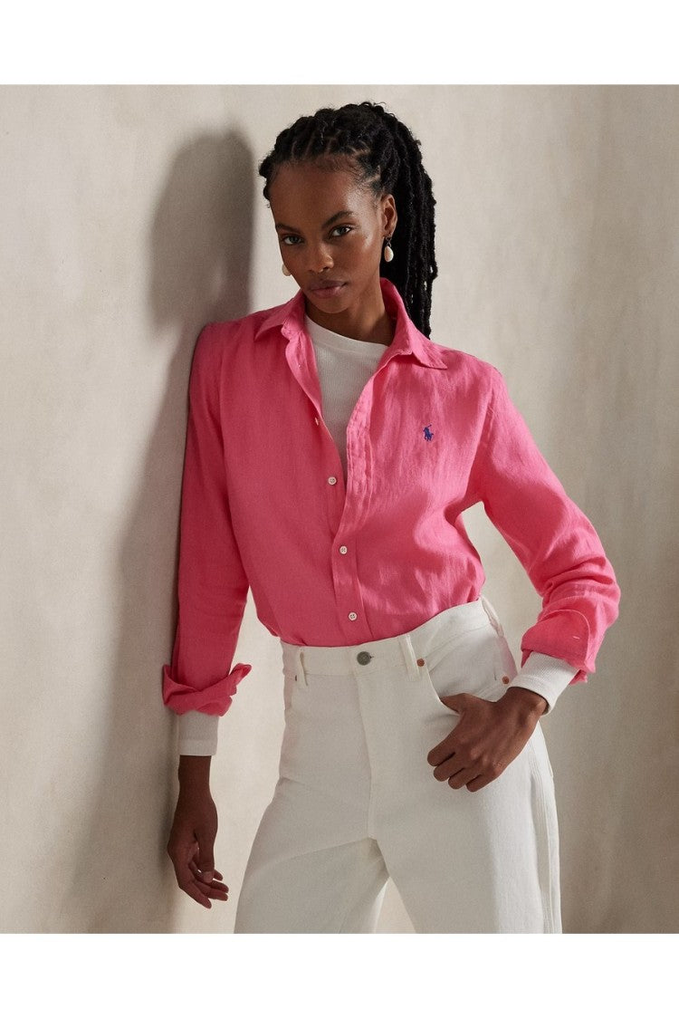 Polo Ralph Lauren Fuchsia Linen Button-Down Relaxed Shirt
