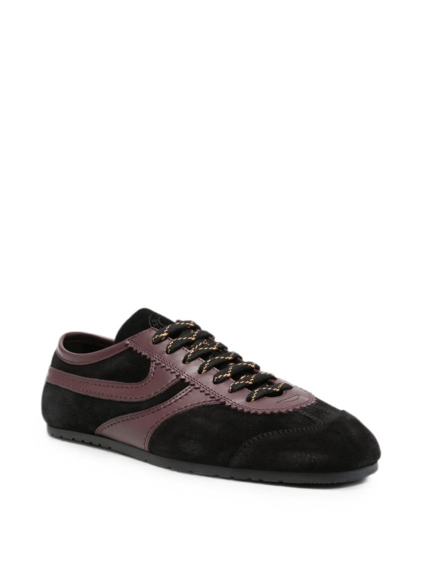 Dries Van Noten Low-Profile Sneakers With Glossy Overlays And Patterned Laces