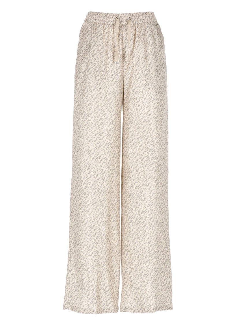Herno Silk Pants With All-Over Monogram Pattern