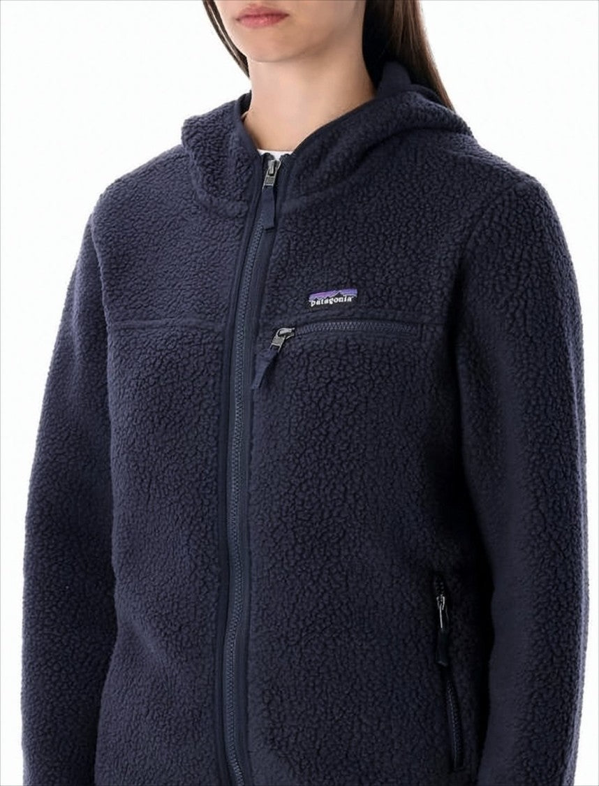 Patagonia Textured Fleece Hooded Jacket With Zippered Pockets