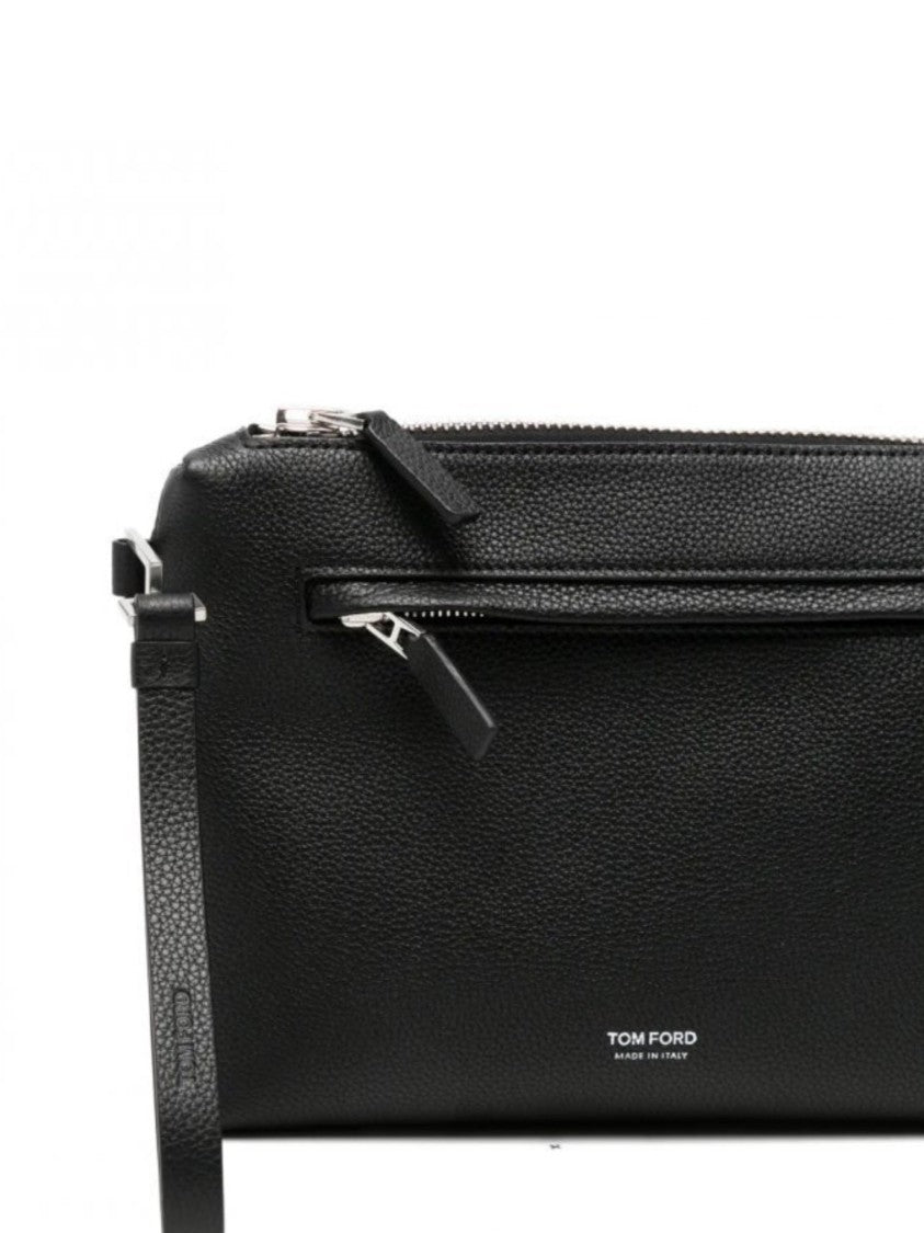 Tom Ford Pebbled Leather Belt Bag With Metallic Zipper Details