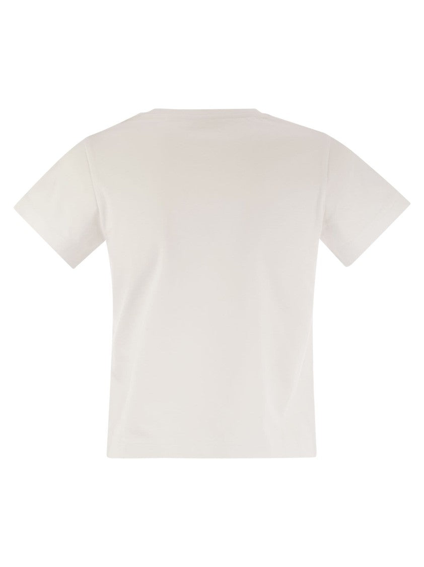 Moncler Cotton T-Shirt With Embroidered Cursive Logo