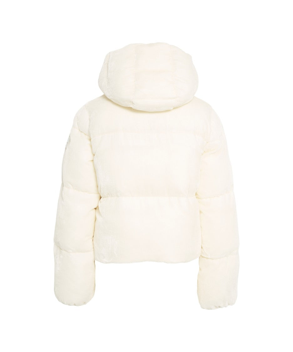 Elisabetta Franchi Cropped Velvet Puffer Jacket