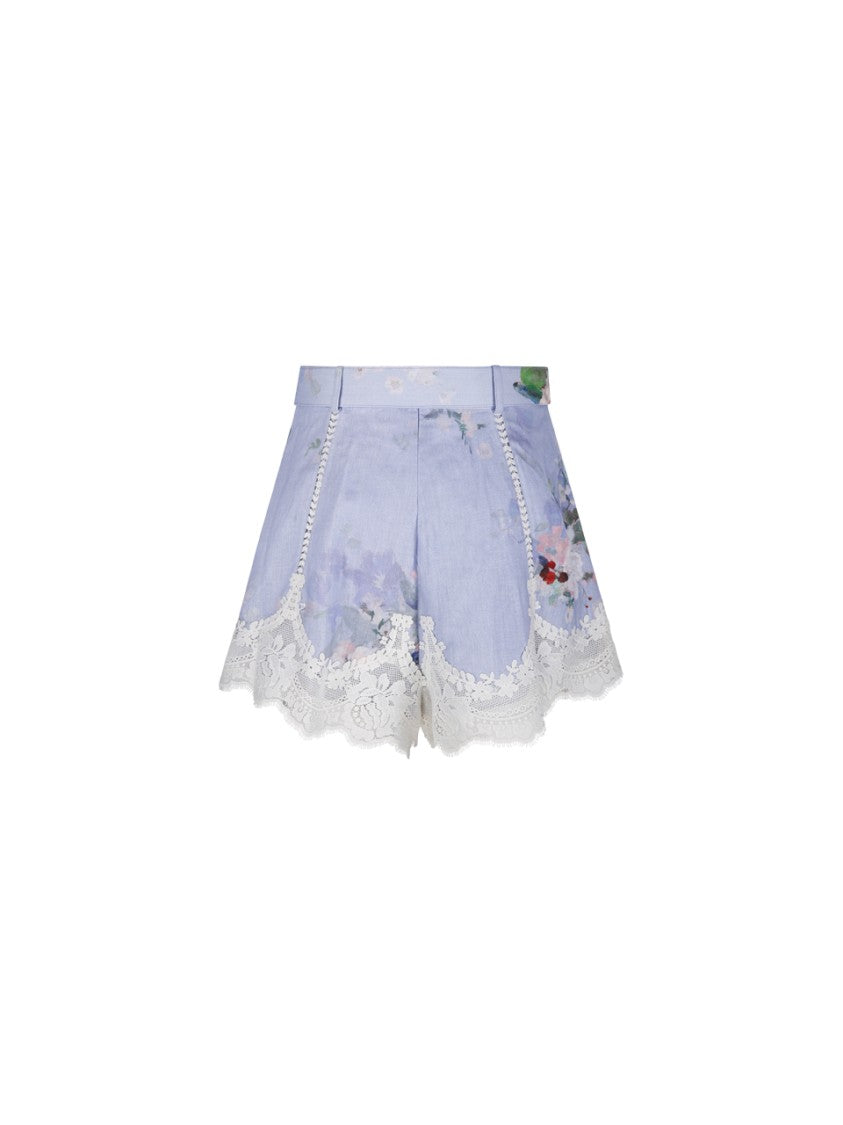 Zimmermann Everley Lace Trim Tuck Shorts