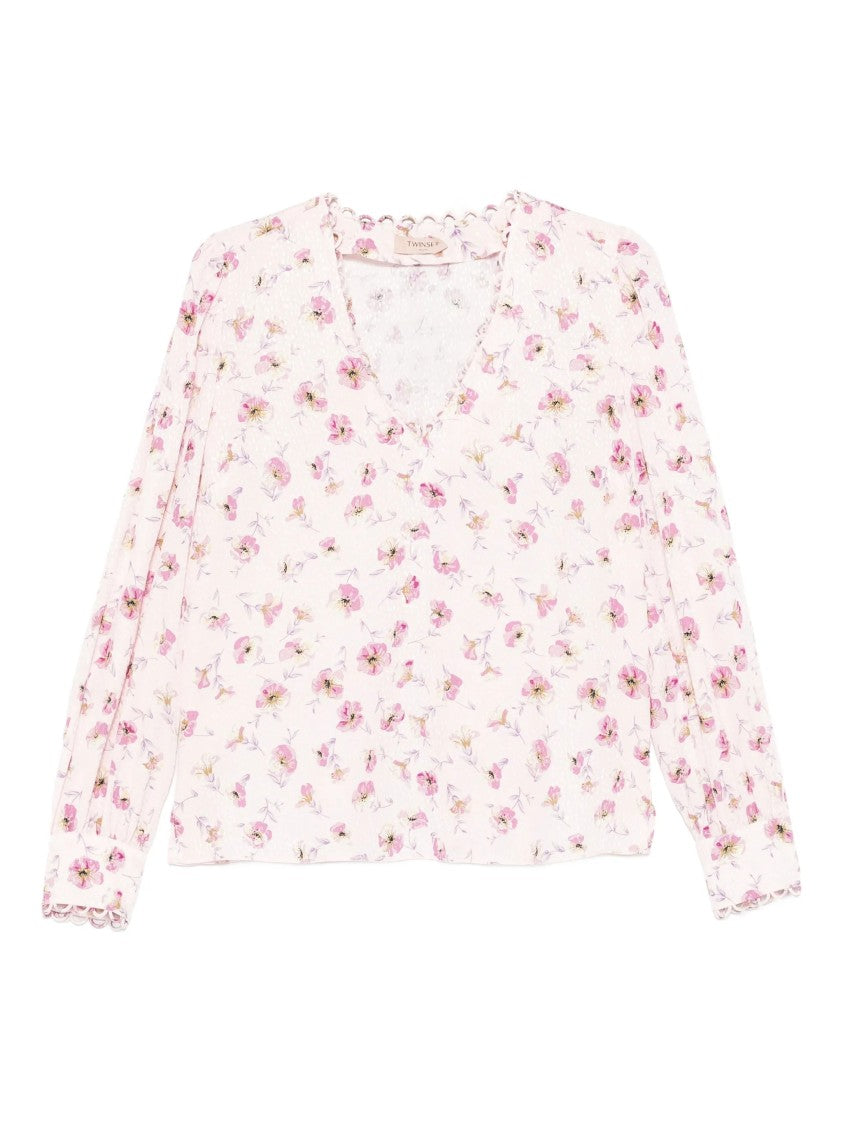Twin-Set Blusa Stampa Fiore Lightweight Viscose Top