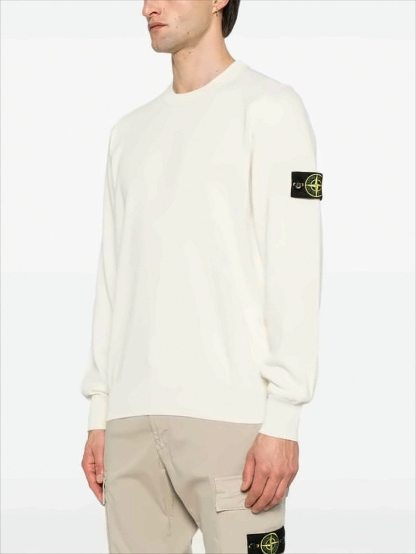 Stone Island Clean Design Cotton Sweater With Distinctive Sleeve Patch