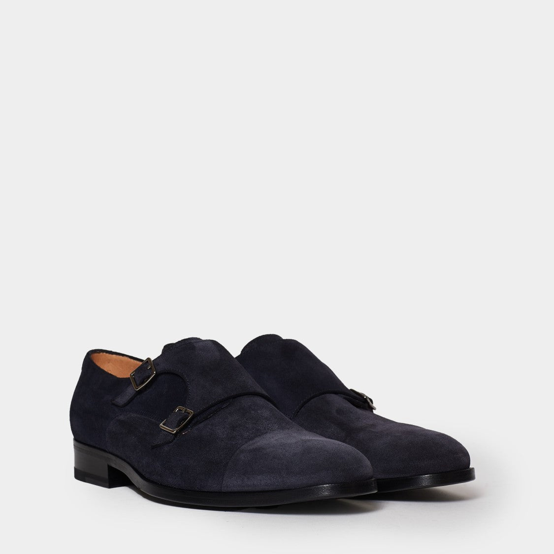 Sutoris Double Buckle Shoe In Blue Suede