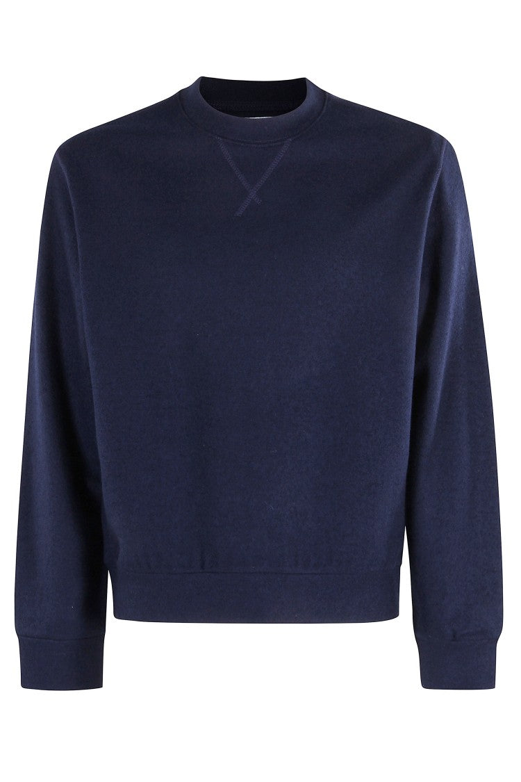 Circolo 1901 Crew Neck Sweater With Ribbed Cuffs In Deep Blue