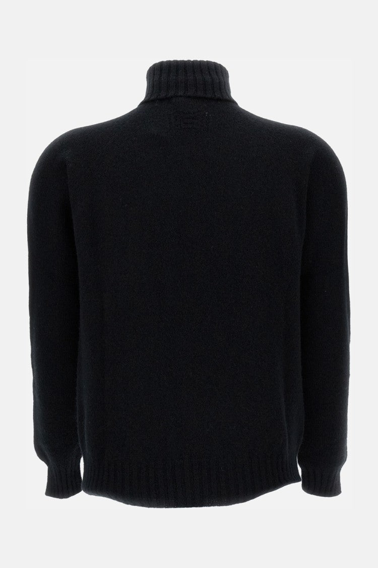 Drumohr Wool Knit Turtleneck Sweater With Ribbed Collar