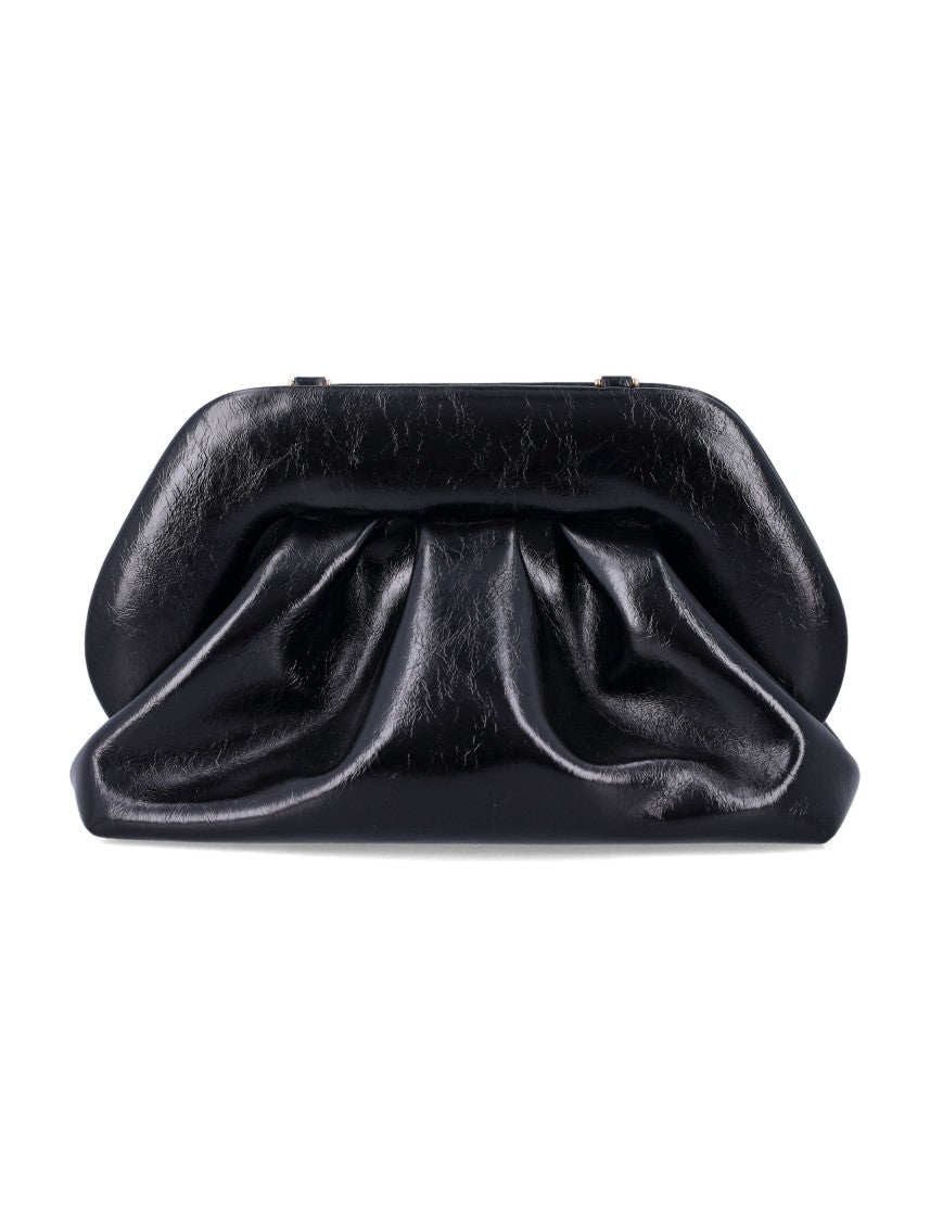 Themoirè Gathered Leather Frame Clutch