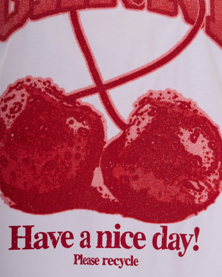 Ganni Graphic Print Cherry T-Shirt With Round Neckline