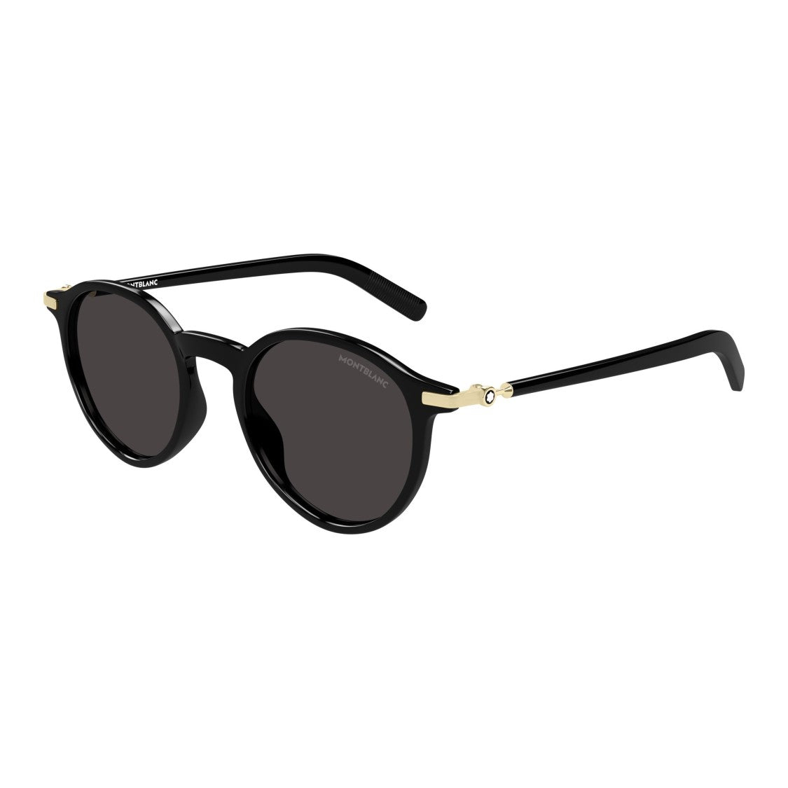 Montblanc Rounded Frame Sunglasses With Glossy Black Finish