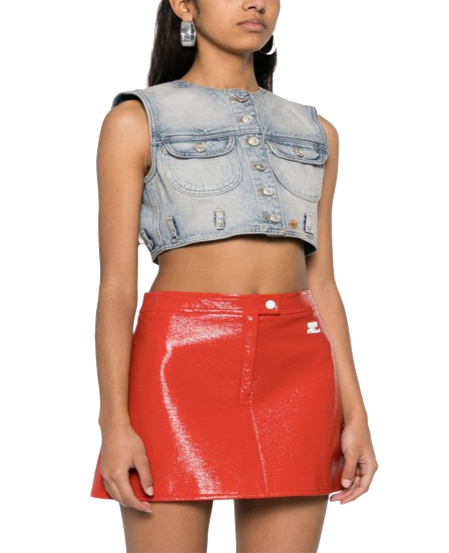 Courrèges Blue Navy Multiflex Cropped Denim Vest - Women