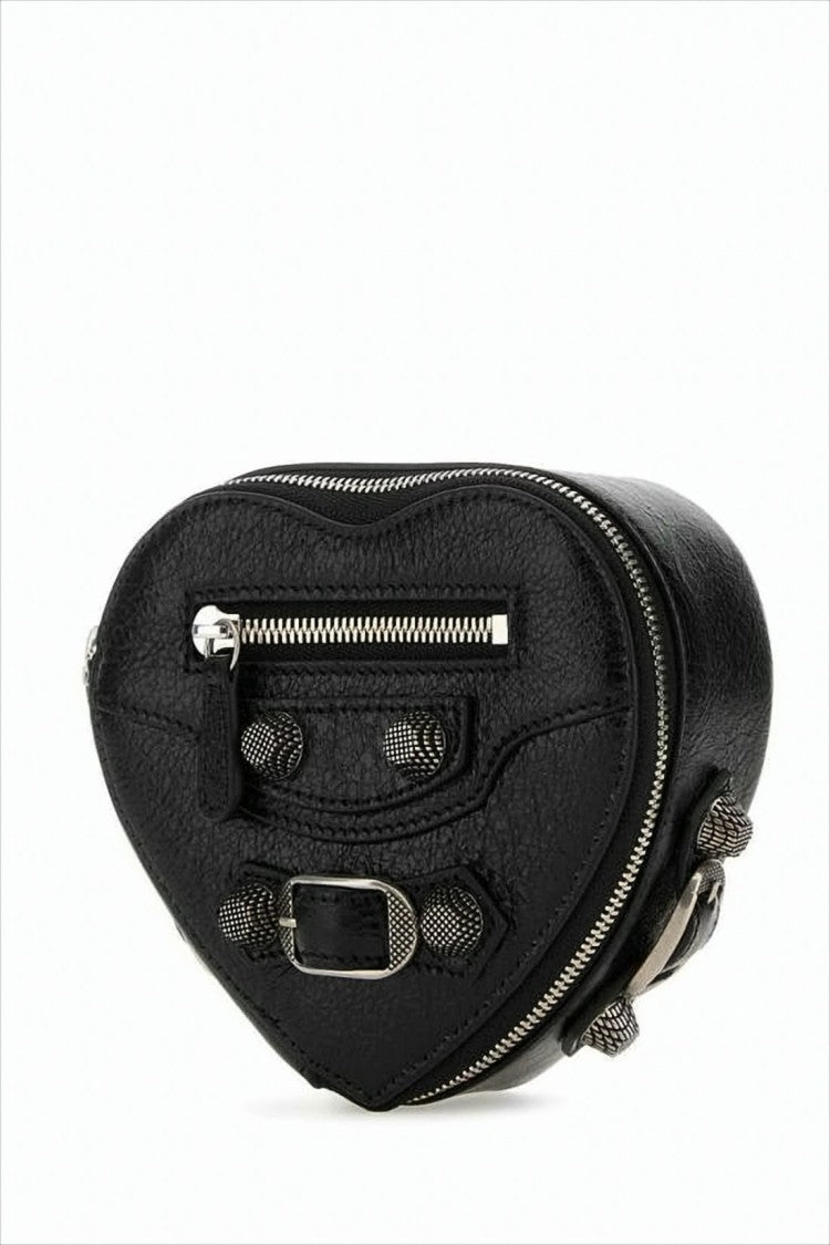 Balenciaga Heart-Shaped Crossbody Bag With Textured Calf Leather And Silver Hardware